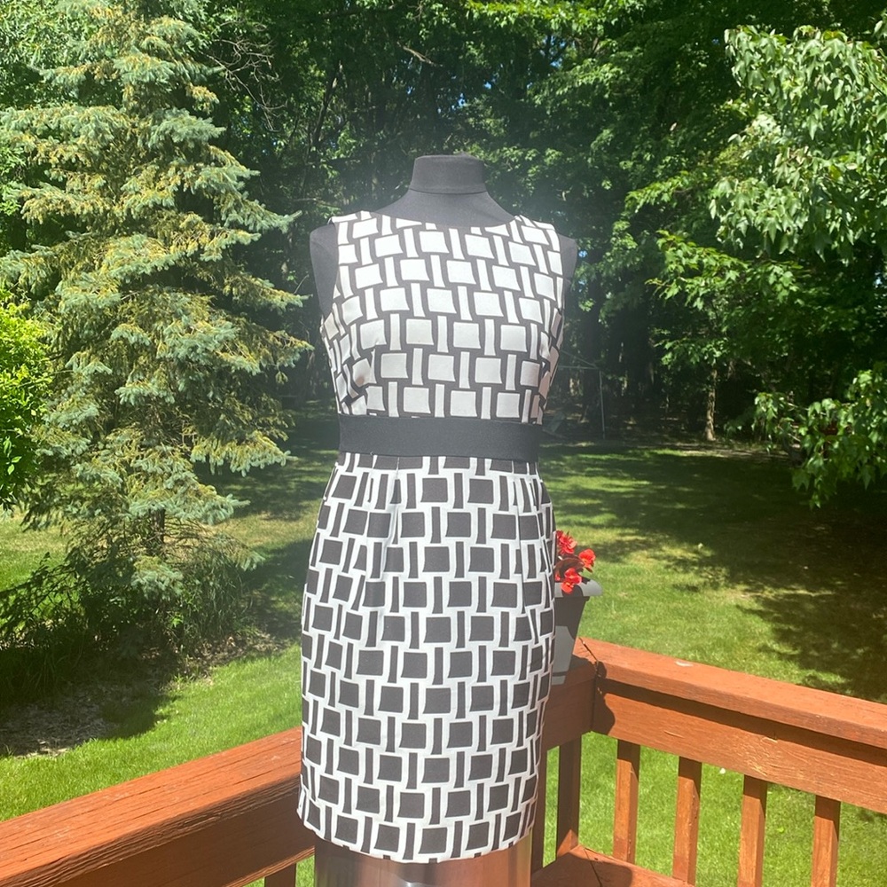 NWOT Tahari Black&White Dress, see measurements in photos below